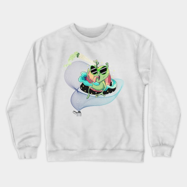 Stoned Trippy Alien is here Crewneck Sweatshirt by TrippyAdventure